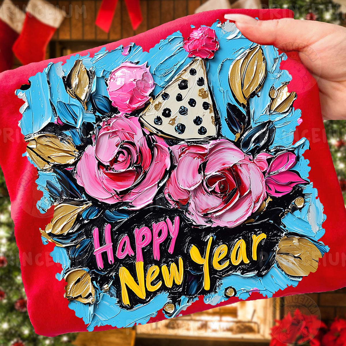 Happy New Year Painted Roses