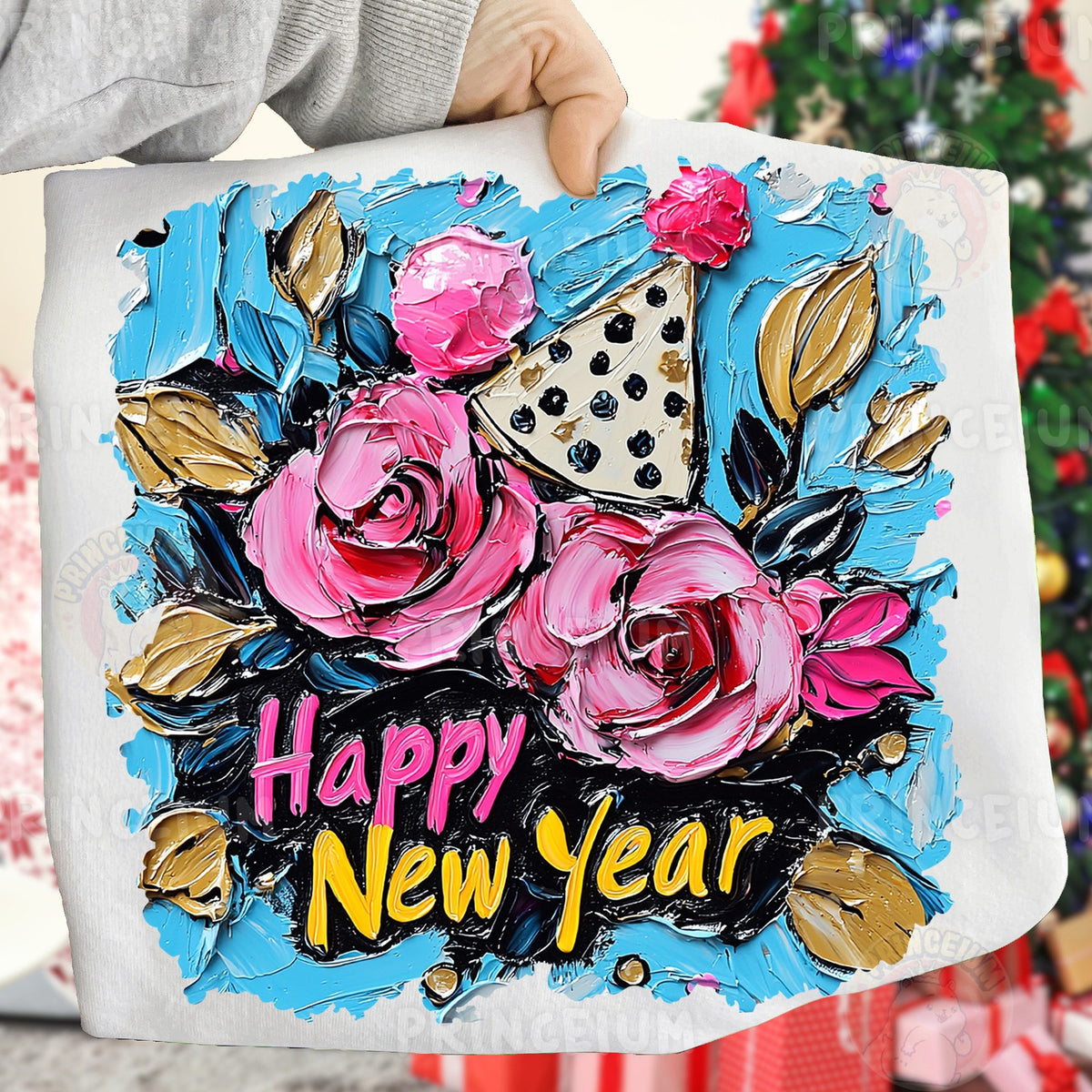 Happy New Year Painted Roses