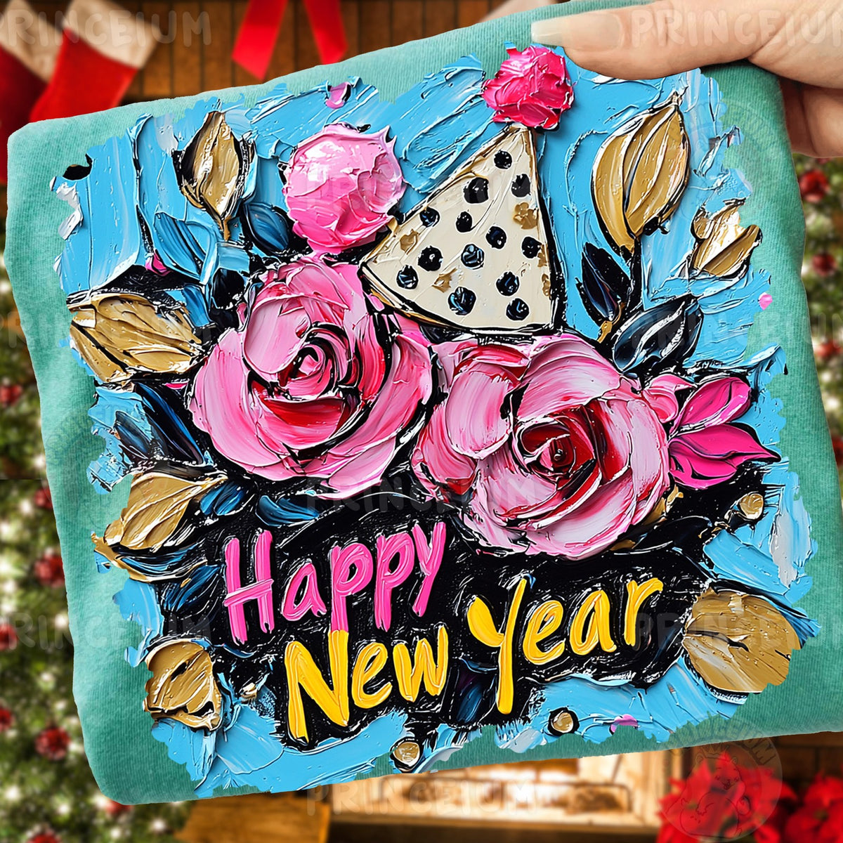 Happy New Year Painted Roses