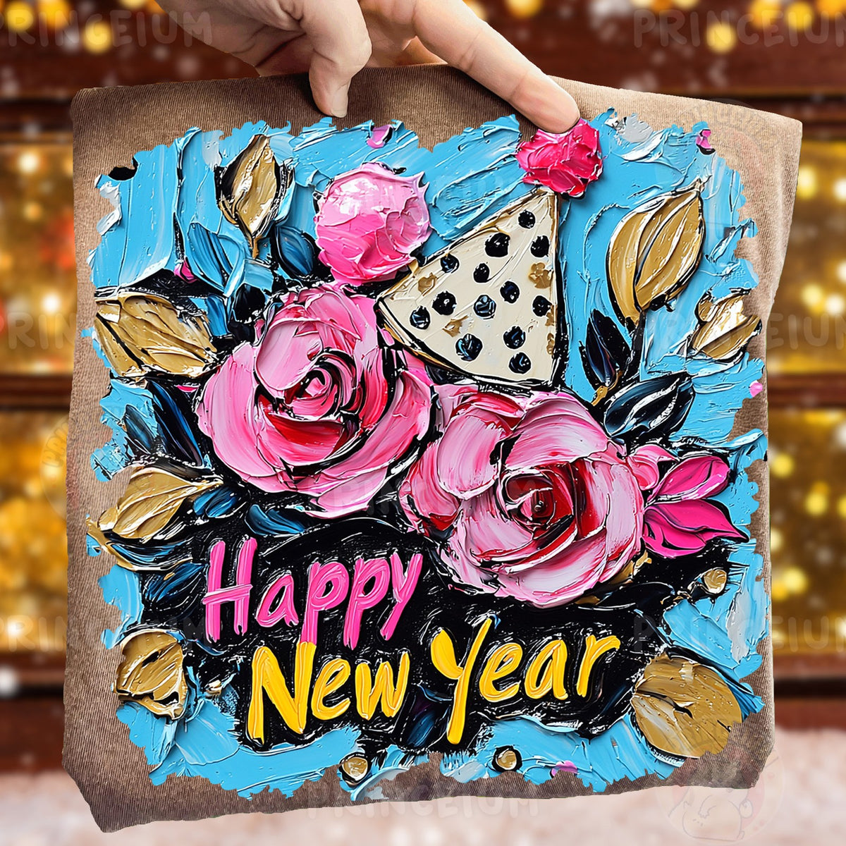 Happy New Year Painted Roses