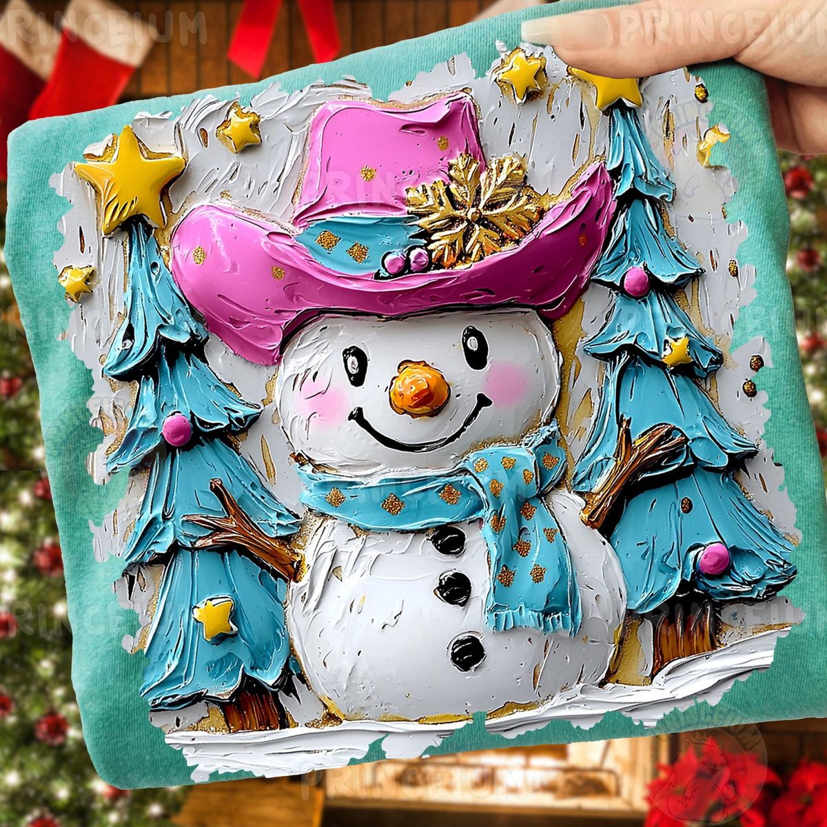 Pink Cowboy Snowman Christmas
