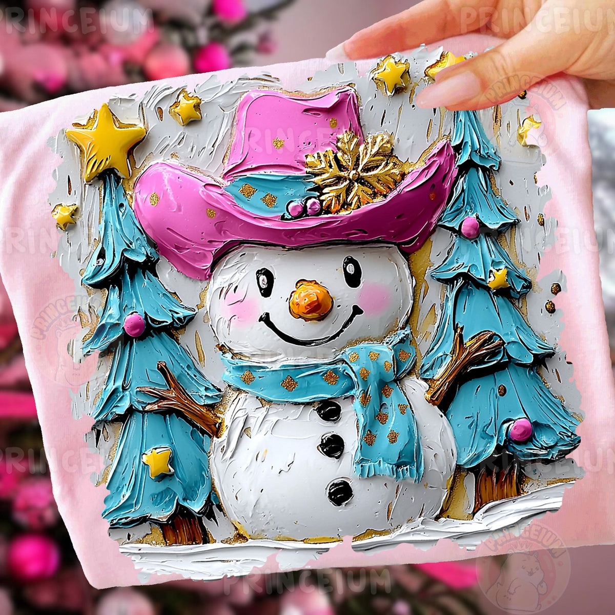 Pink Cowboy Snowman Christmas
