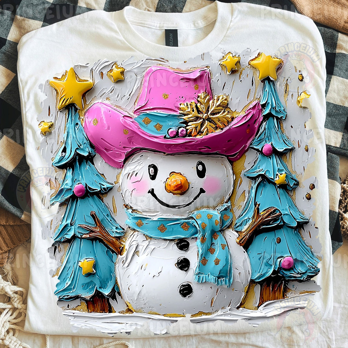 Pink Cowboy Snowman Christmas