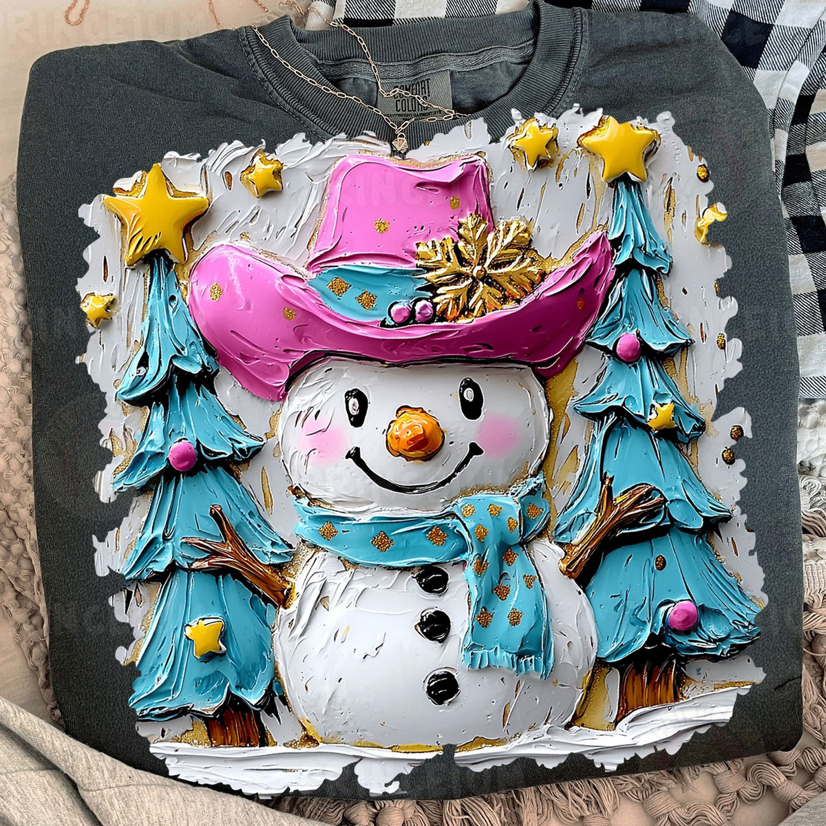 Pink Cowboy Snowman Christmas