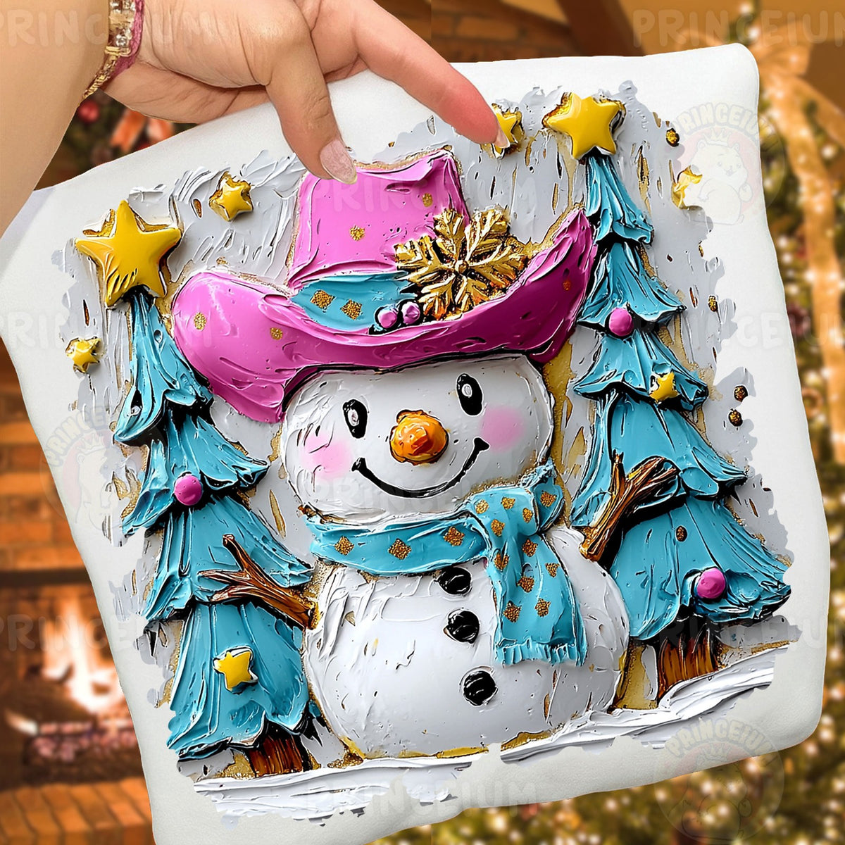Pink Cowboy Snowman Christmas