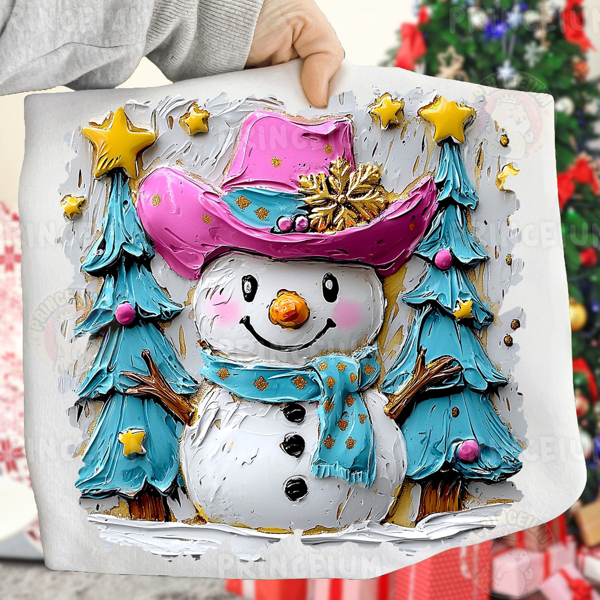Pink Cowboy Snowman Christmas