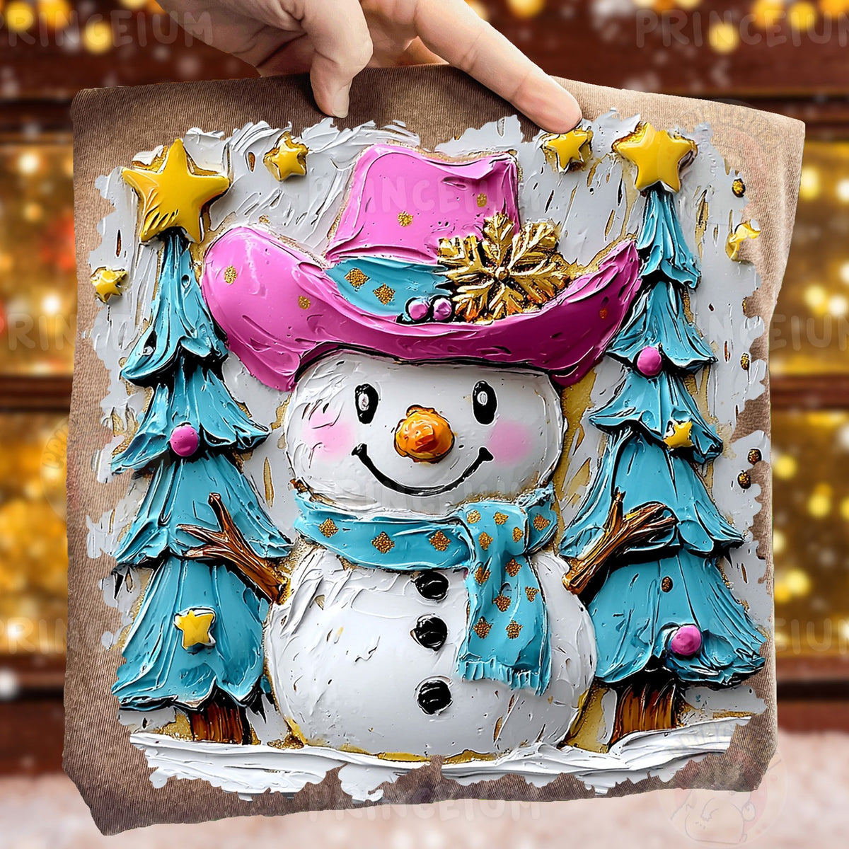 Pink Cowboy Snowman Christmas