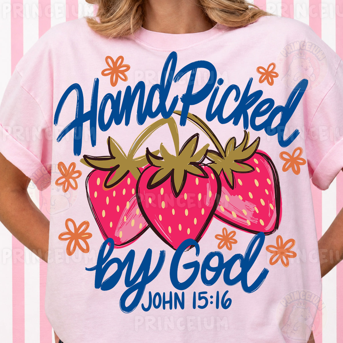 Hand Picked By God Sublimation Design PNG Strawberry Christian John 15:16 Digital Download