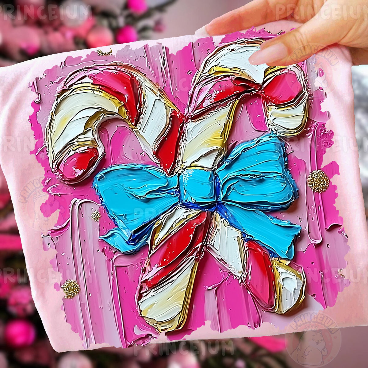 Painted Candy Cane Bow
