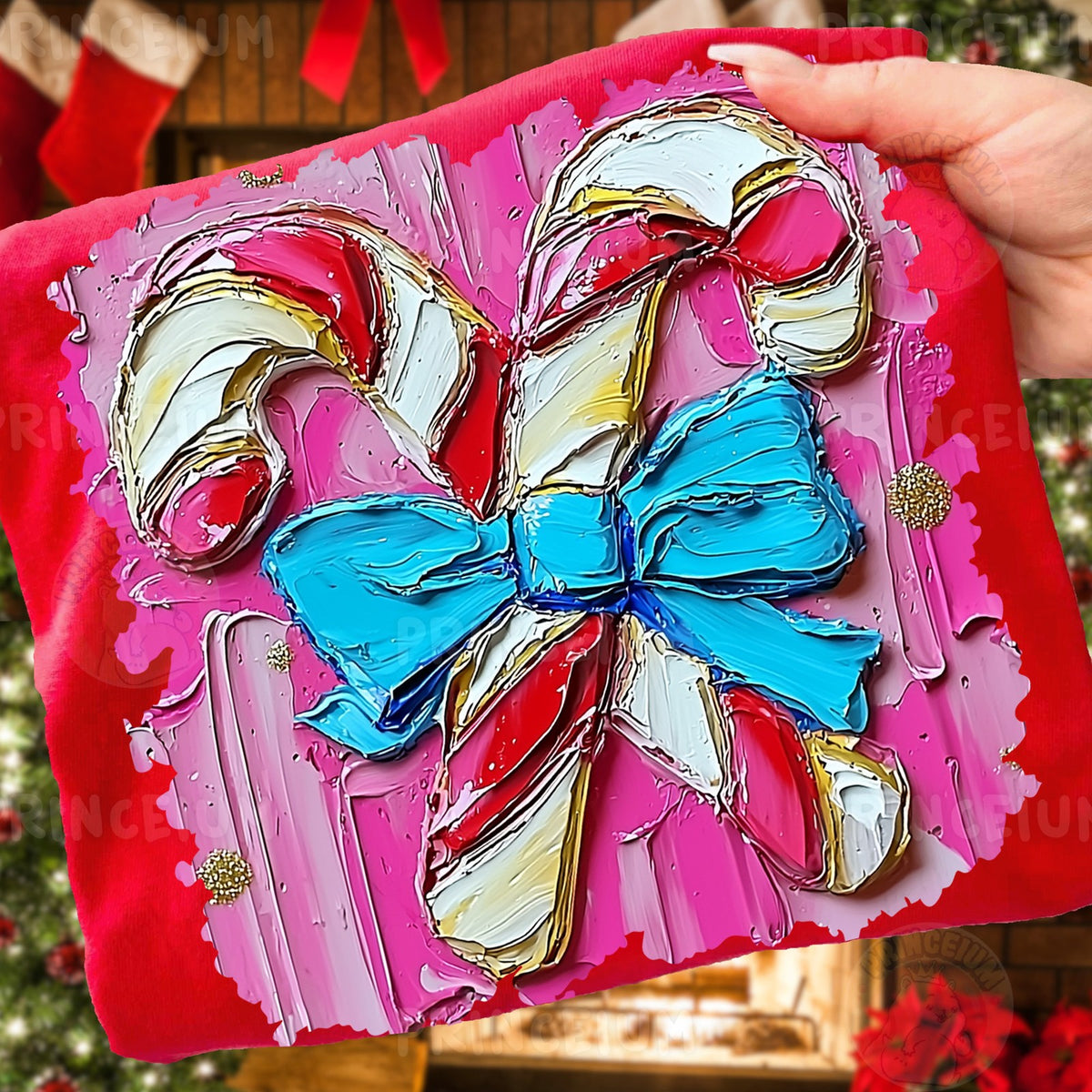 Painted Candy Cane Bow
