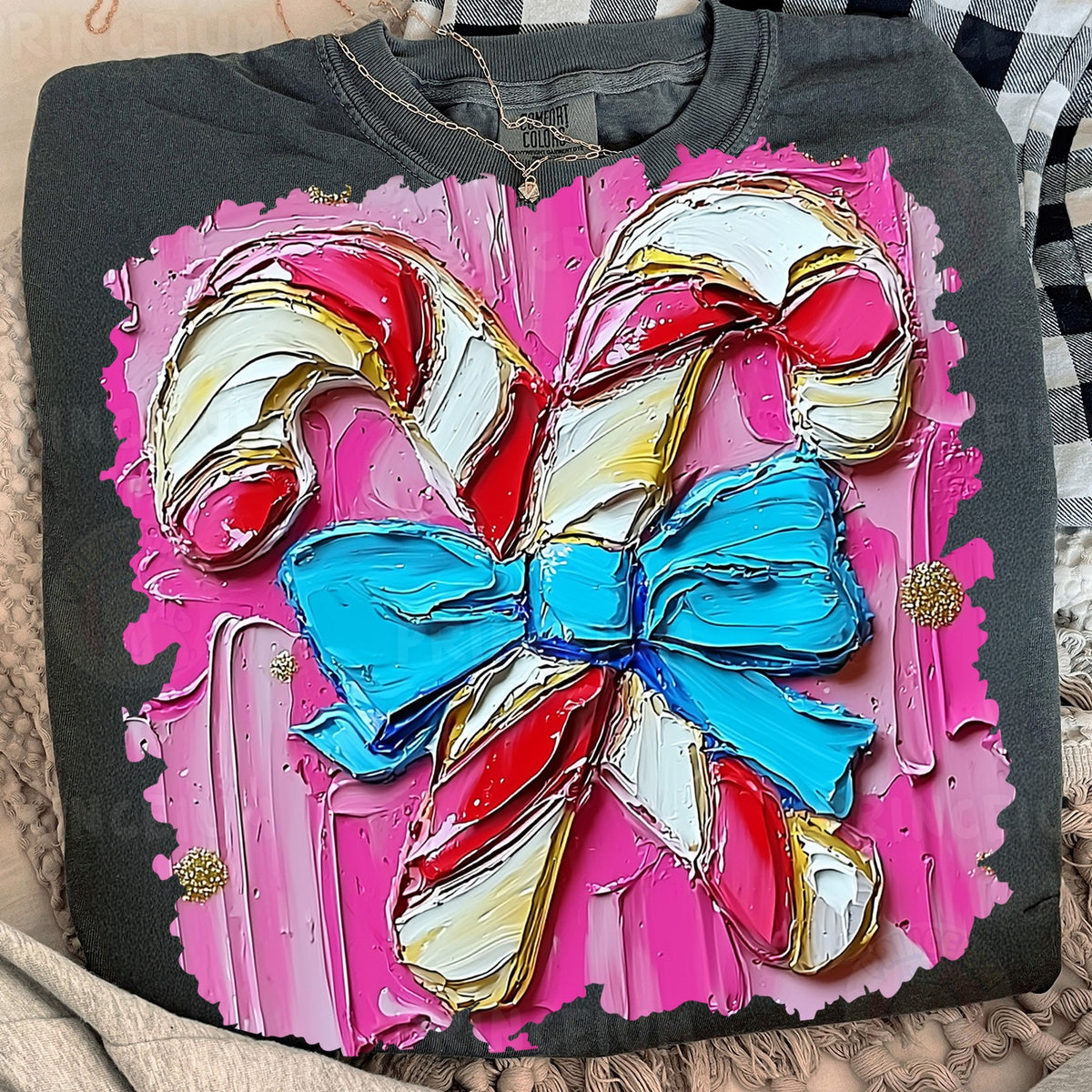 Painted Candy Cane Bow