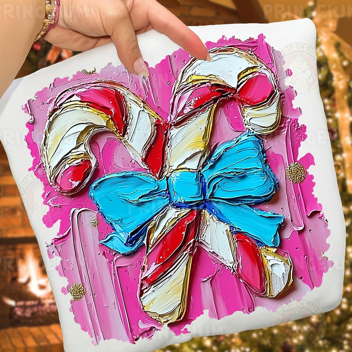 Painted Candy Cane Bow