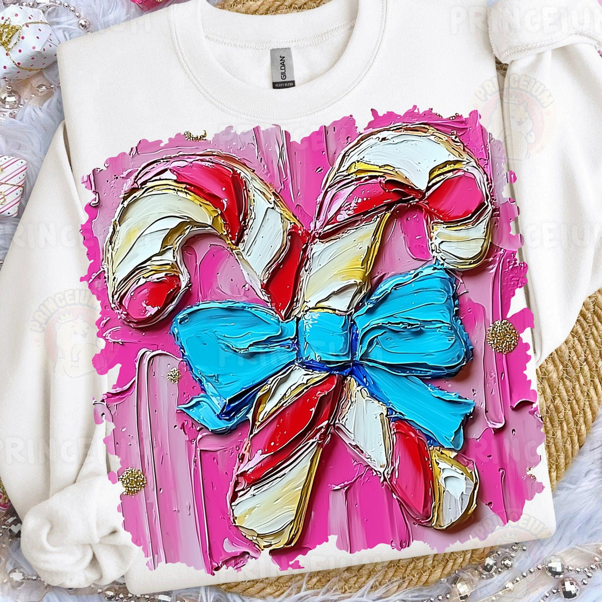 Painted Candy Cane Bow