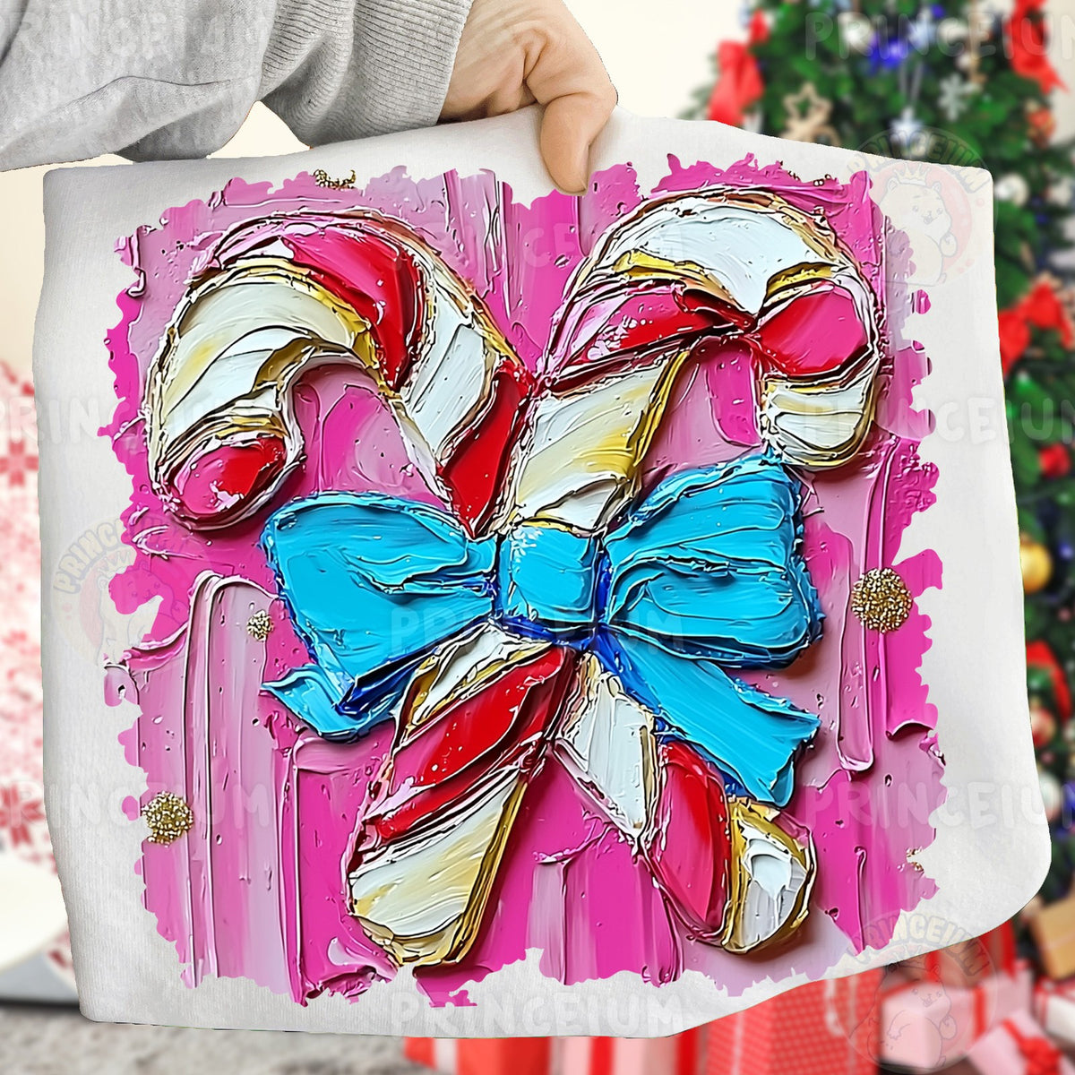 Painted Candy Cane Bow