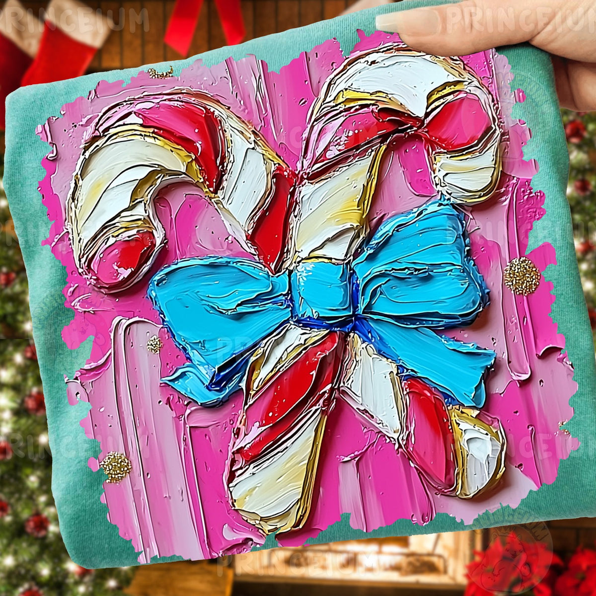 Painted Candy Cane Bow