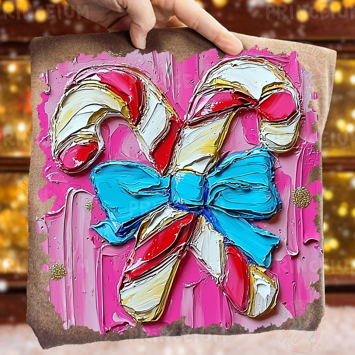 Painted Candy Cane Bow