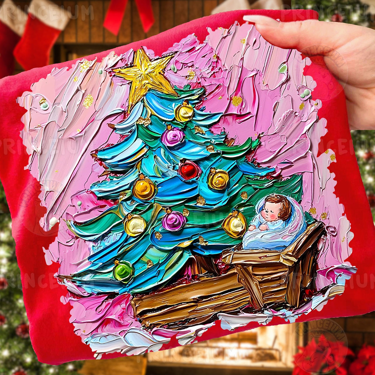 Painted Christmas Tree Nativity