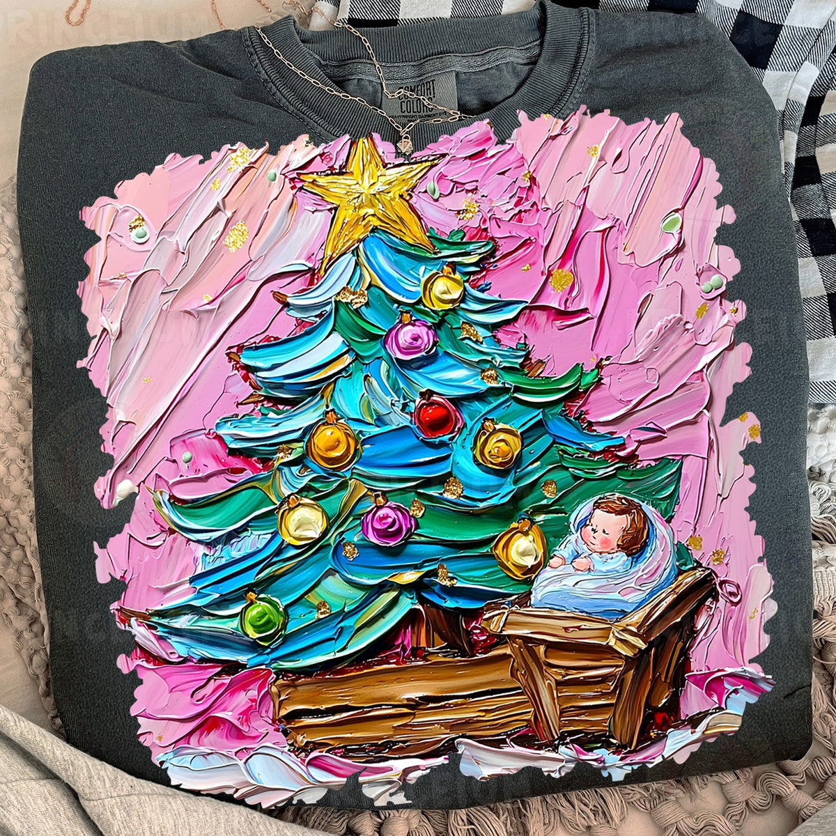 Painted Christmas Tree Nativity