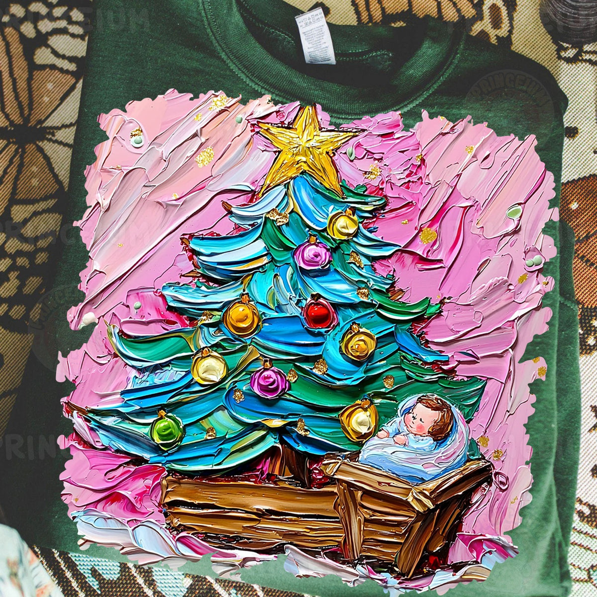 Painted Christmas Tree Nativity