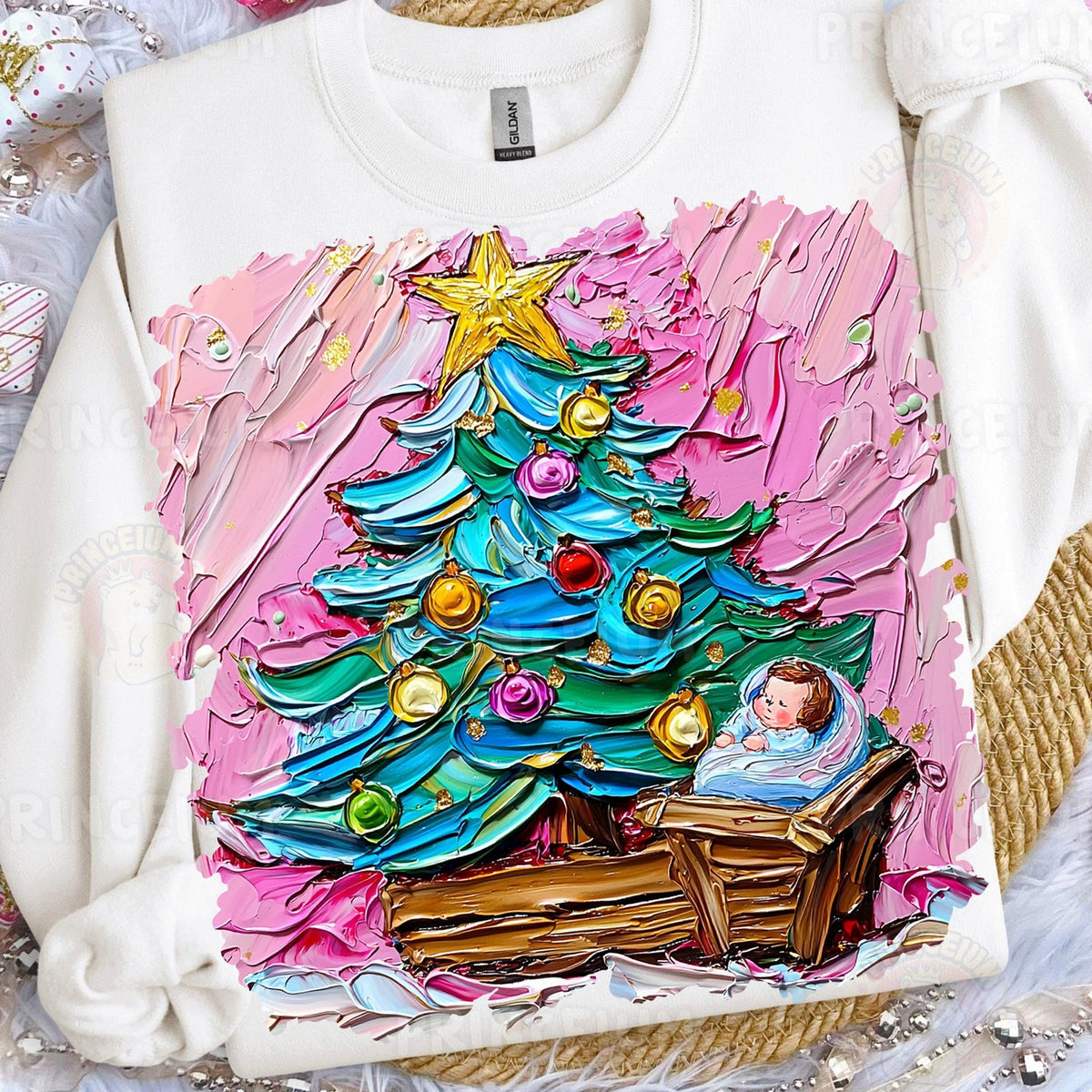 Painted Christmas Tree Nativity