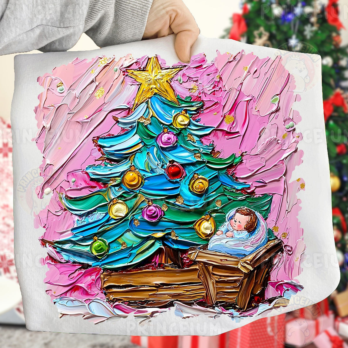Painted Christmas Tree Nativity