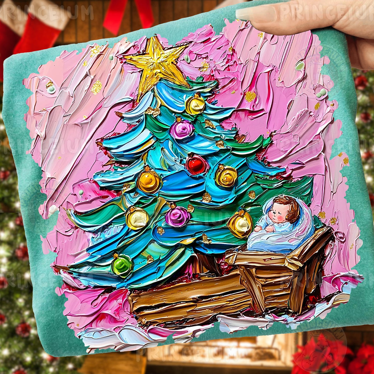 Painted Christmas Tree Nativity