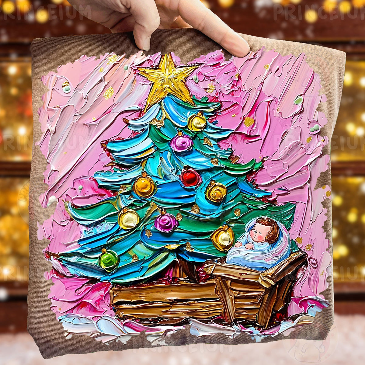 Painted Christmas Tree Nativity