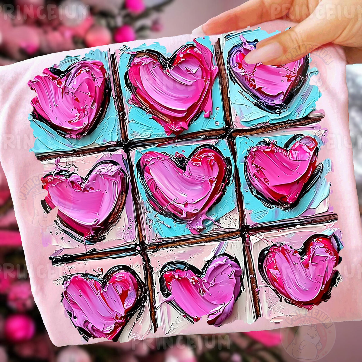Painted Hearts Tic Tac Toe