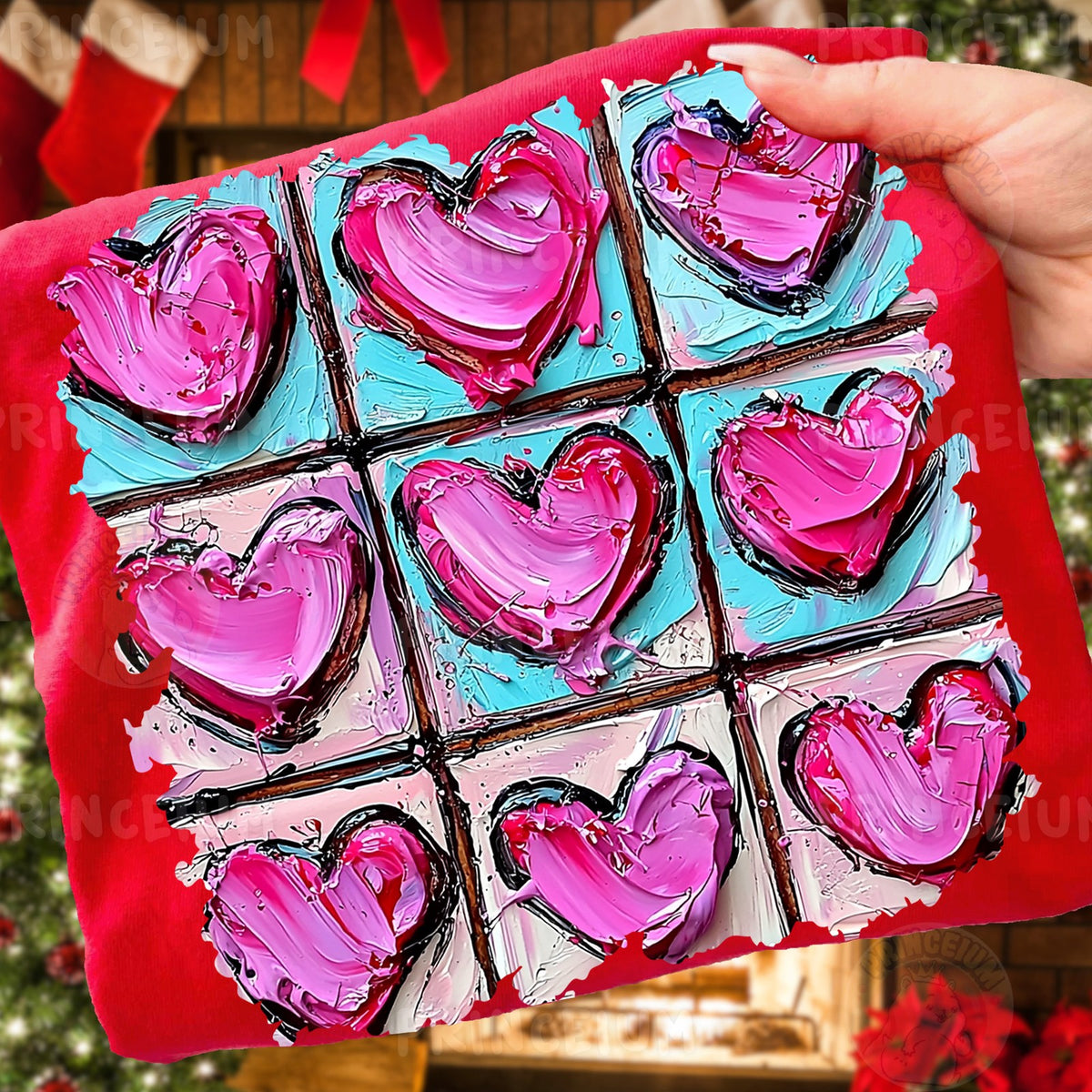 Painted Hearts Tic Tac Toe