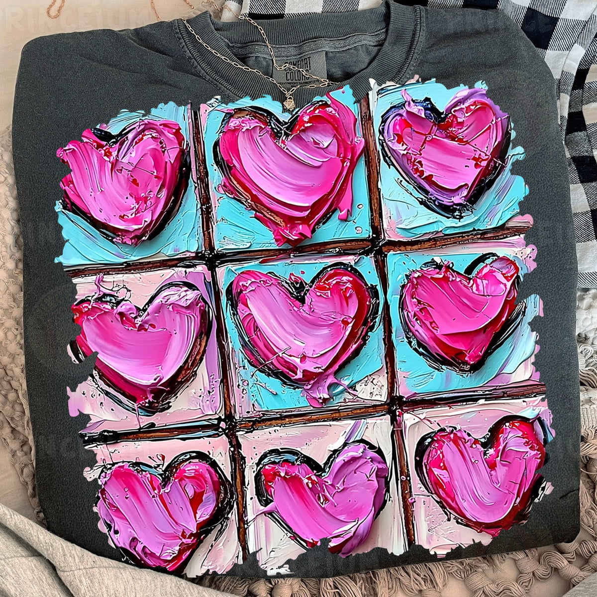 Painted Hearts Tic Tac Toe