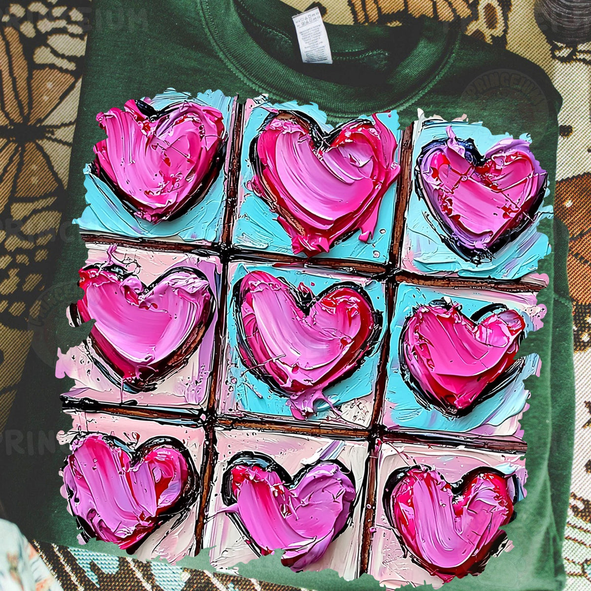 Painted Hearts Tic Tac Toe