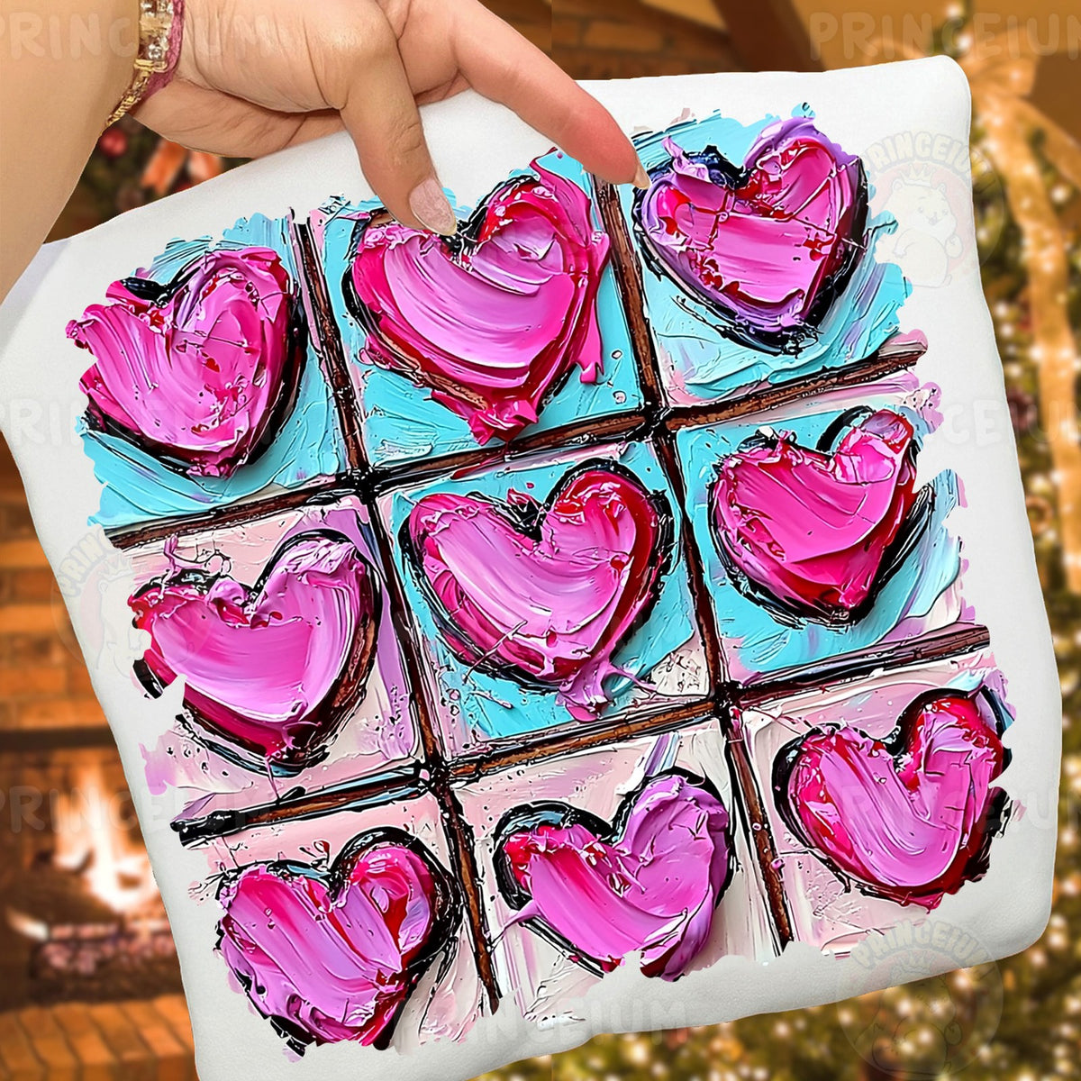 Painted Hearts Tic Tac Toe
