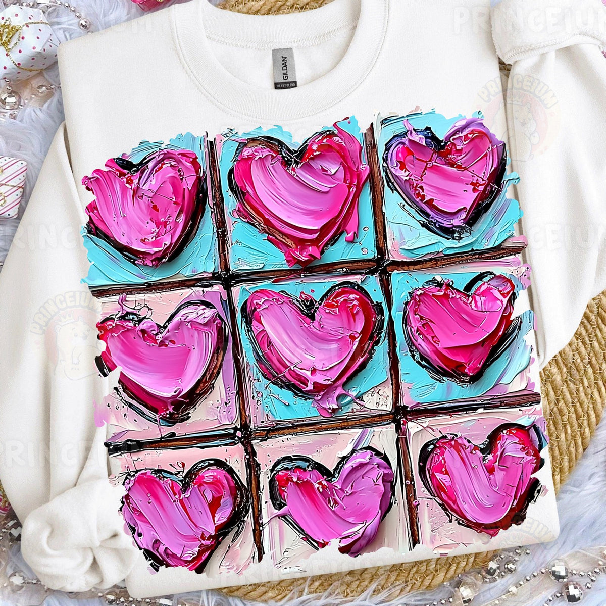 Painted Hearts Tic Tac Toe