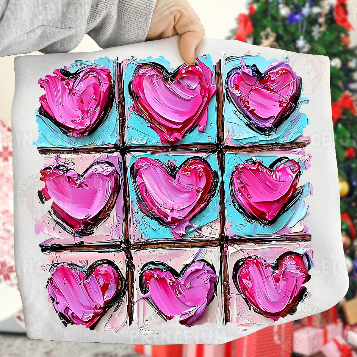Painted Hearts Tic Tac Toe