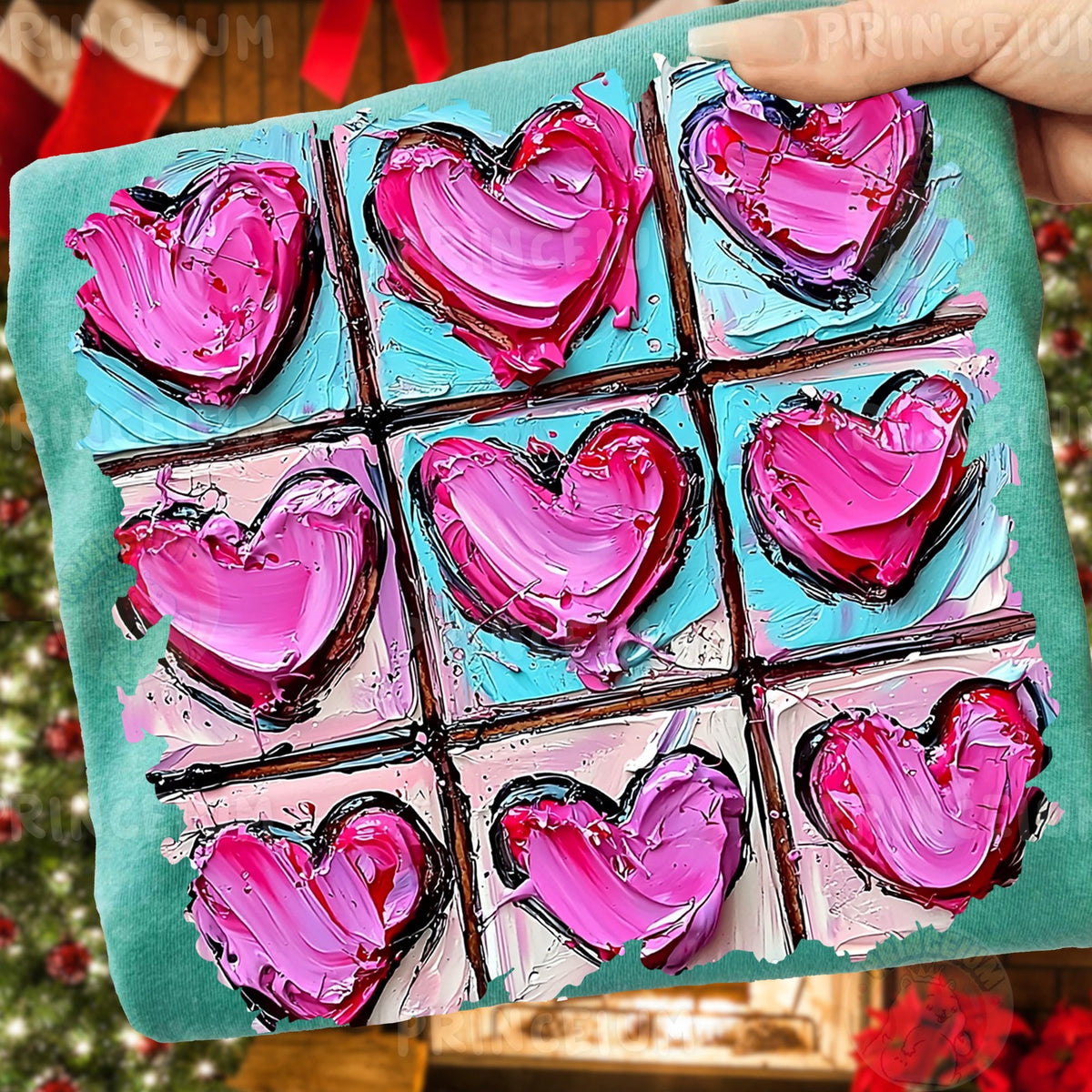 Painted Hearts Tic Tac Toe