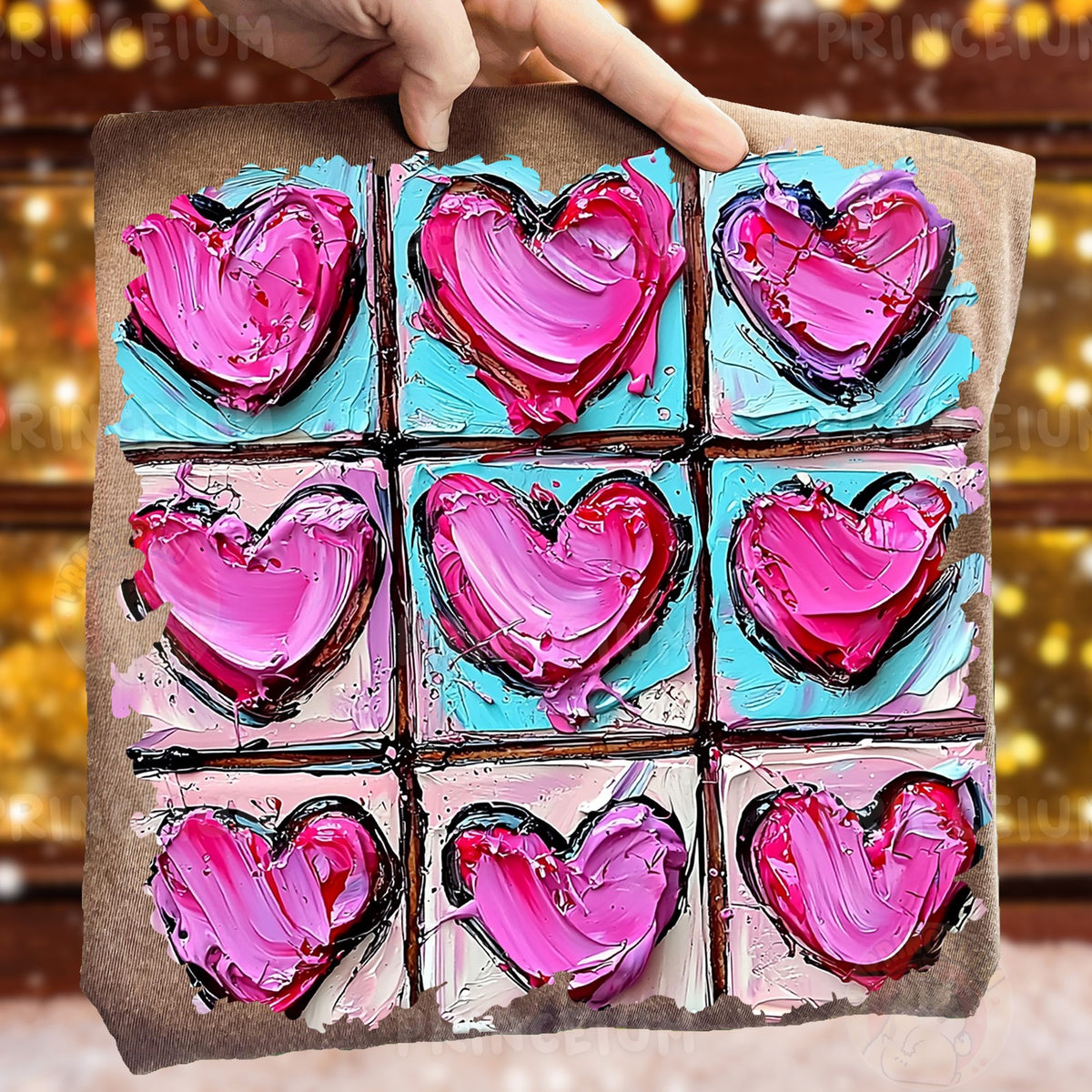 Painted Hearts Tic Tac Toe