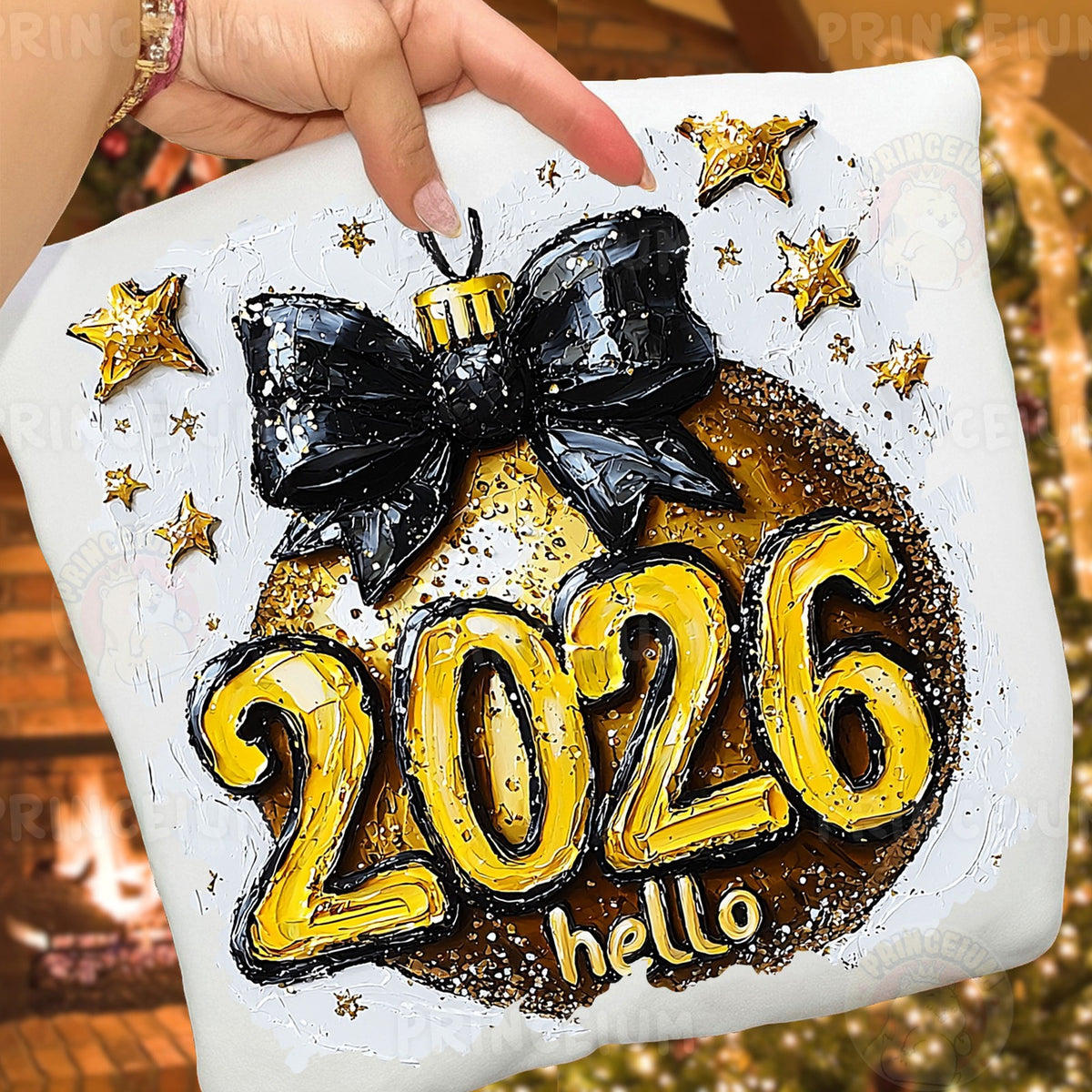 Hello 2026 Bow Ornament