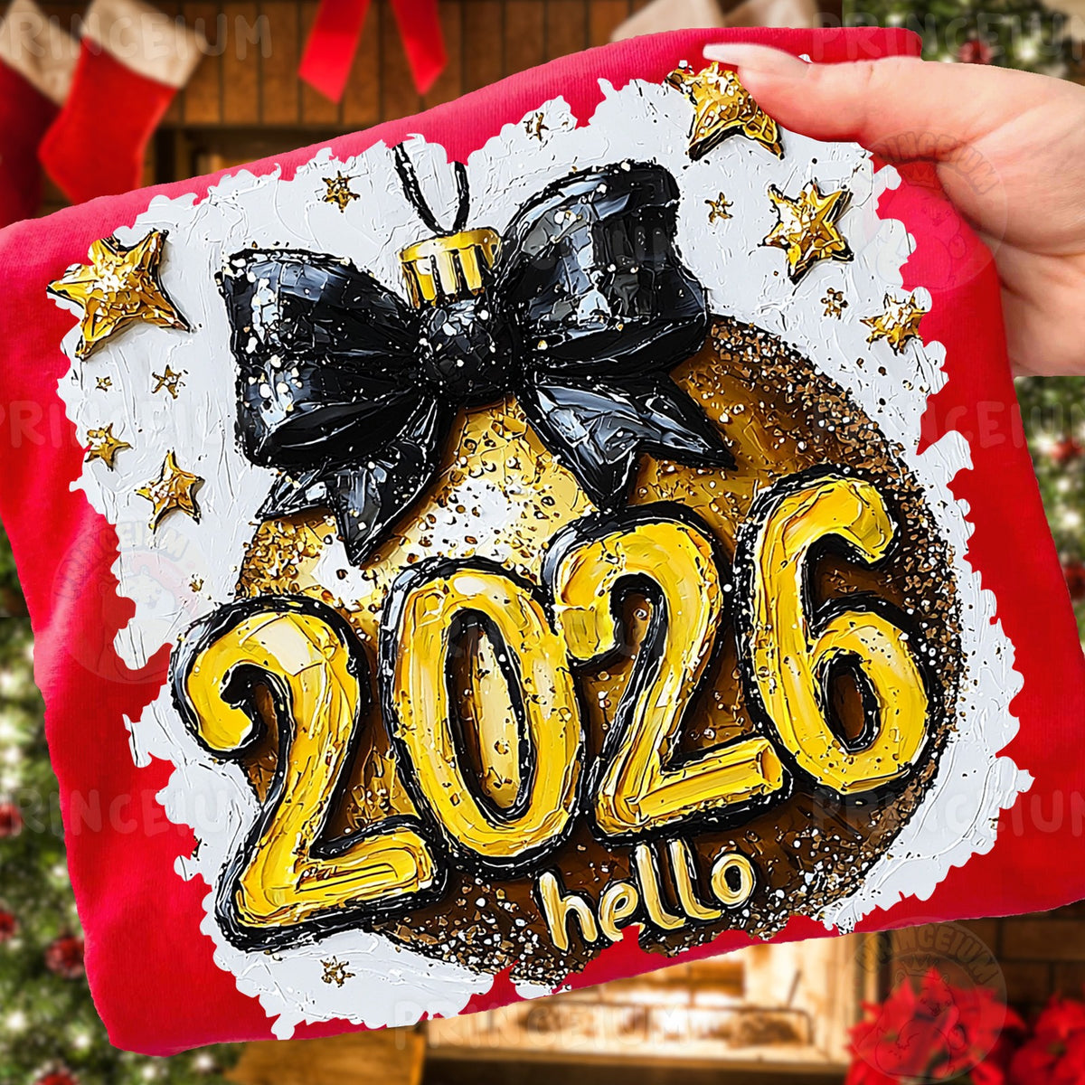 Hello 2026 Bow Ornament