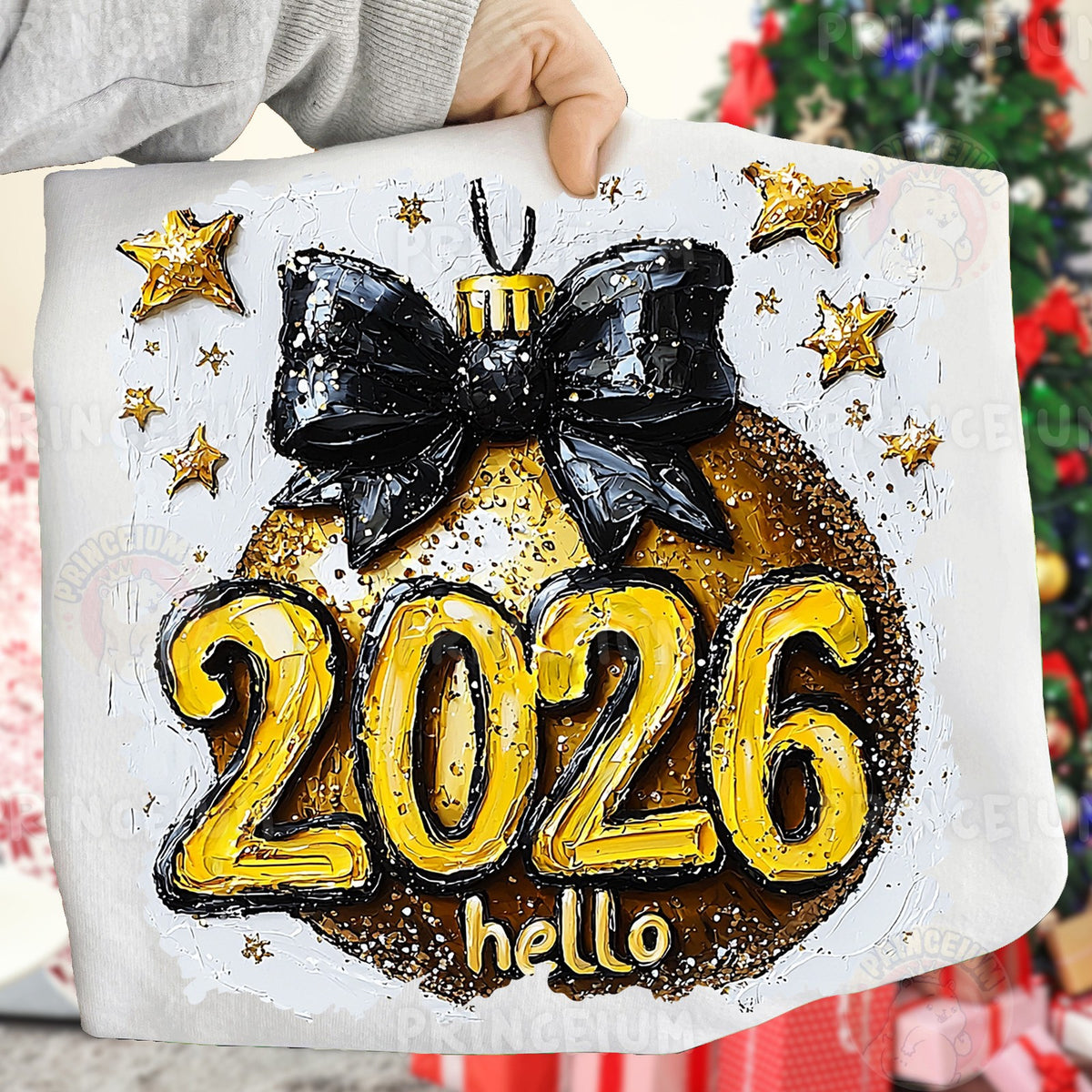 Hello 2026 Bow Ornament