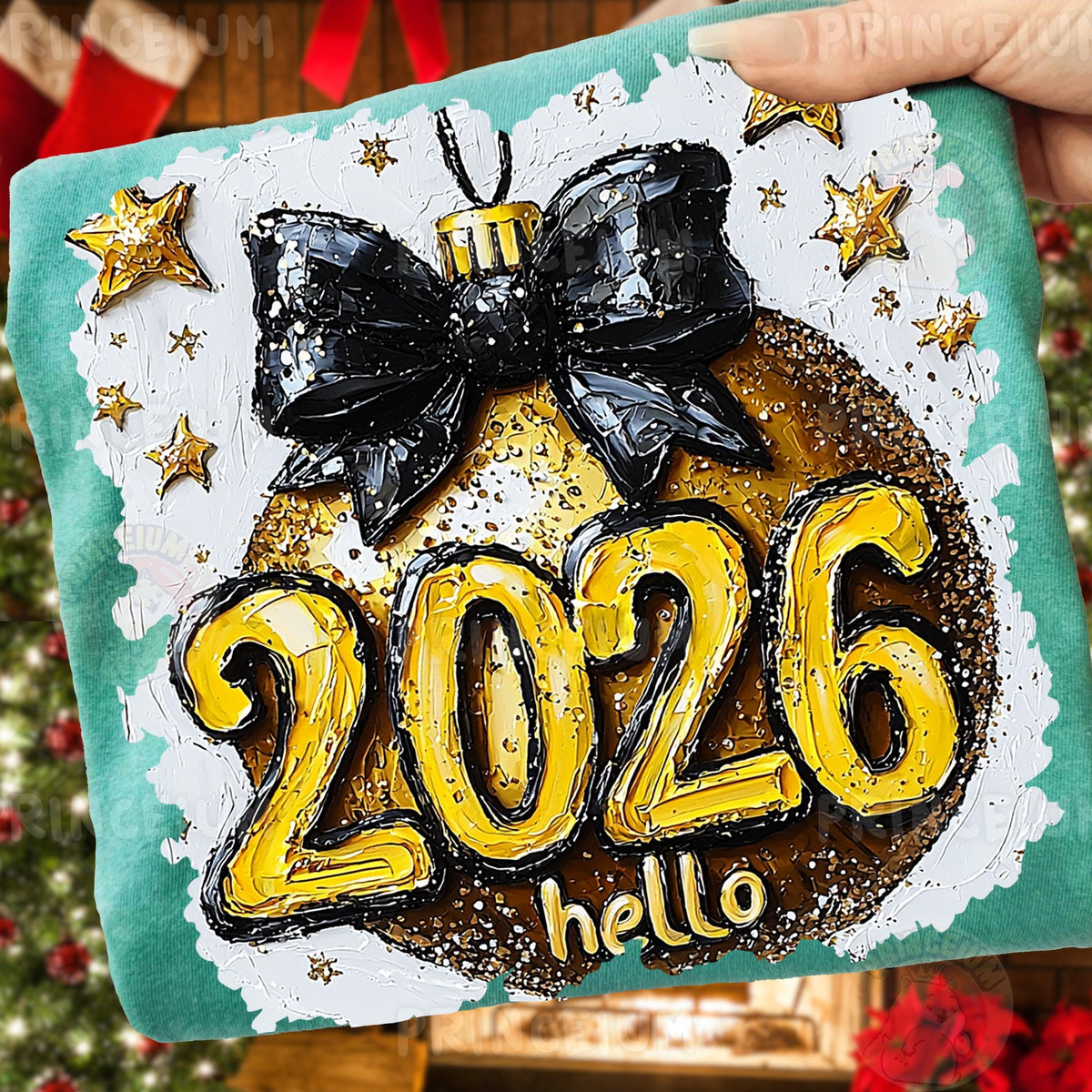 Hello 2026 Bow Ornament