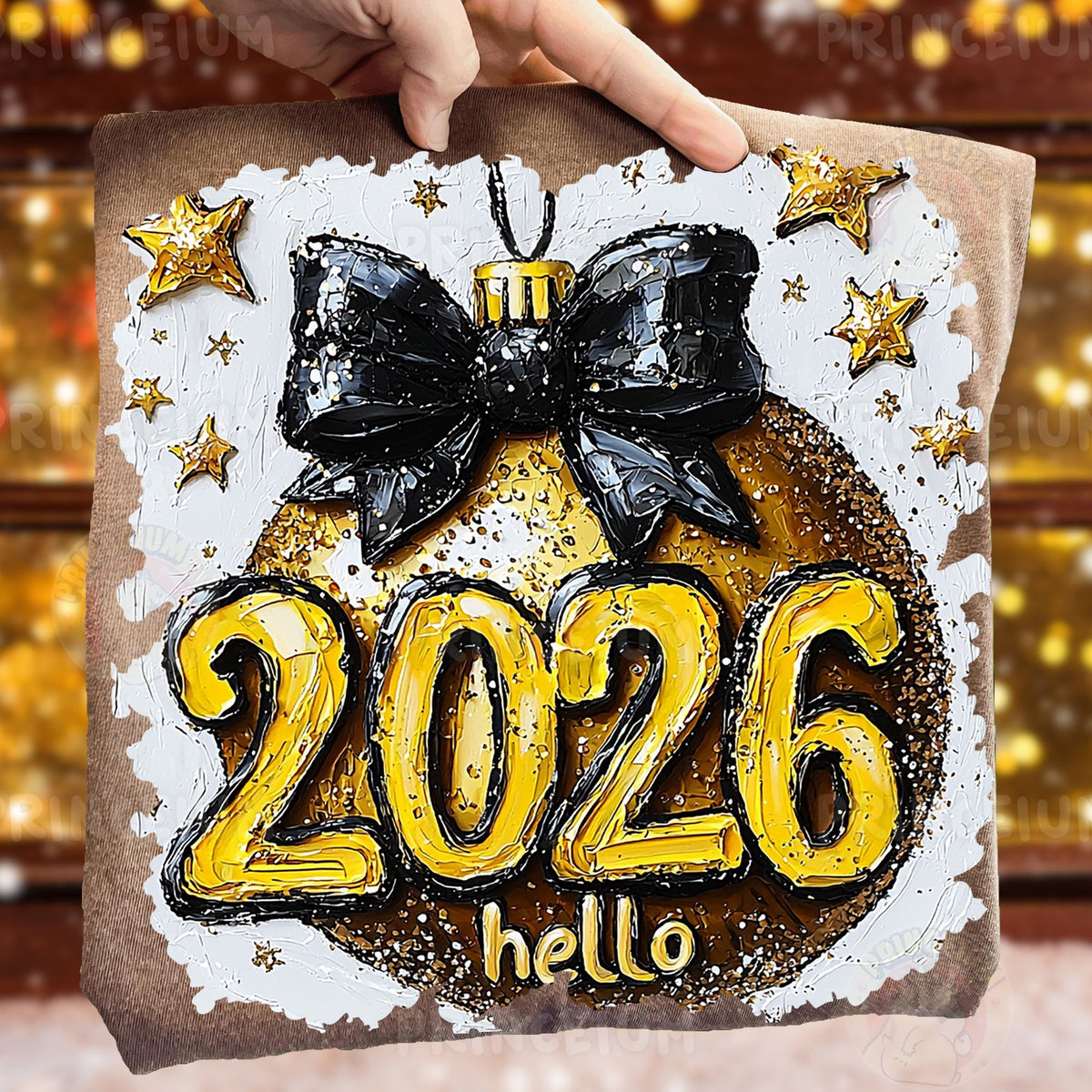 Hello 2026 Bow Ornament
