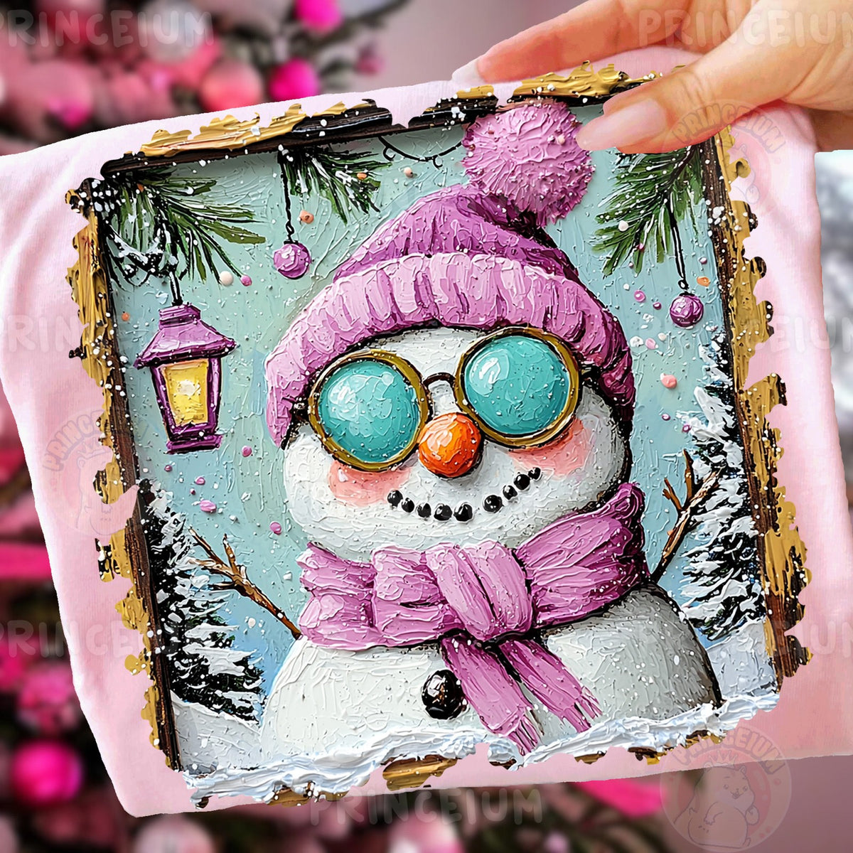 Cozy Pink Snowman