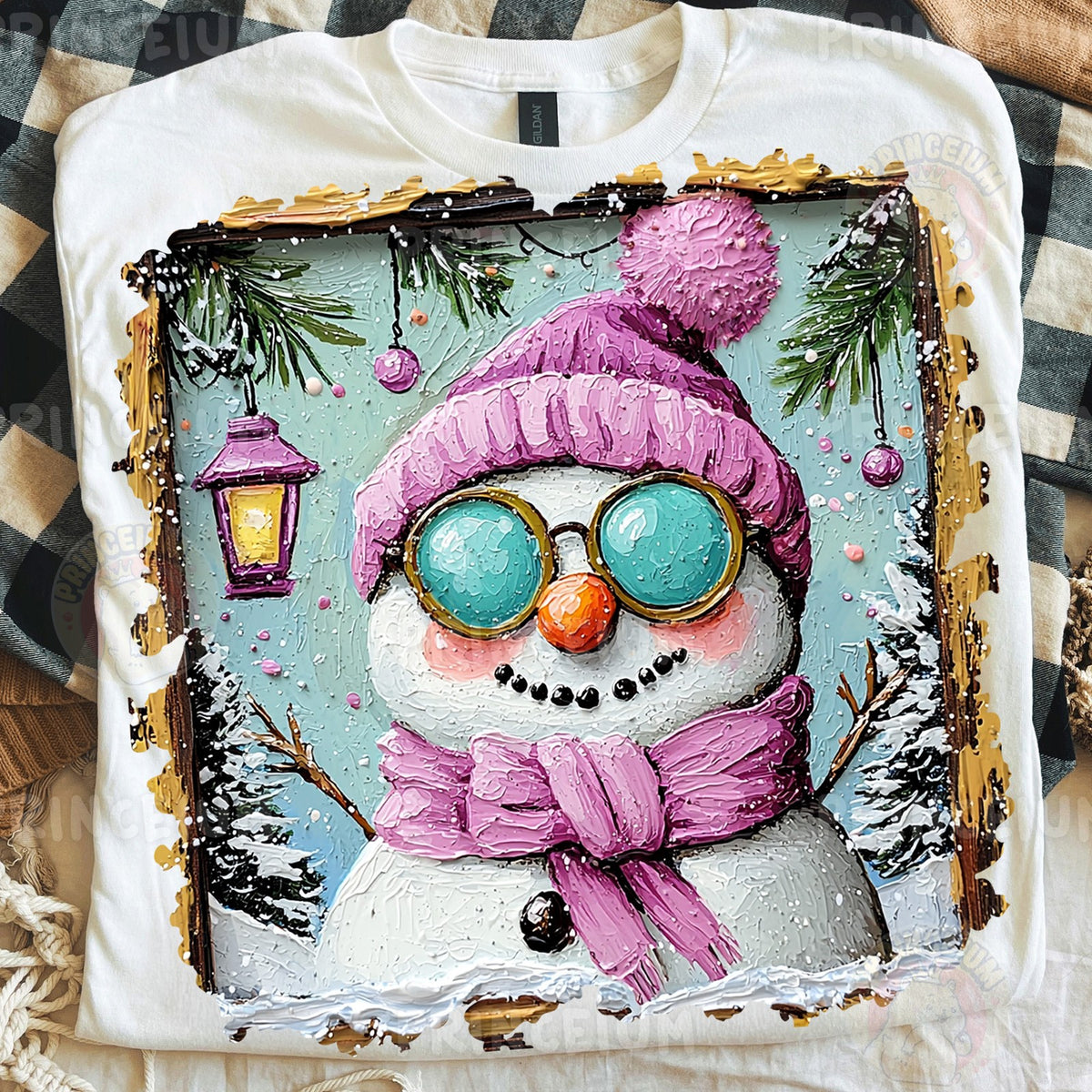 Cozy Pink Snowman