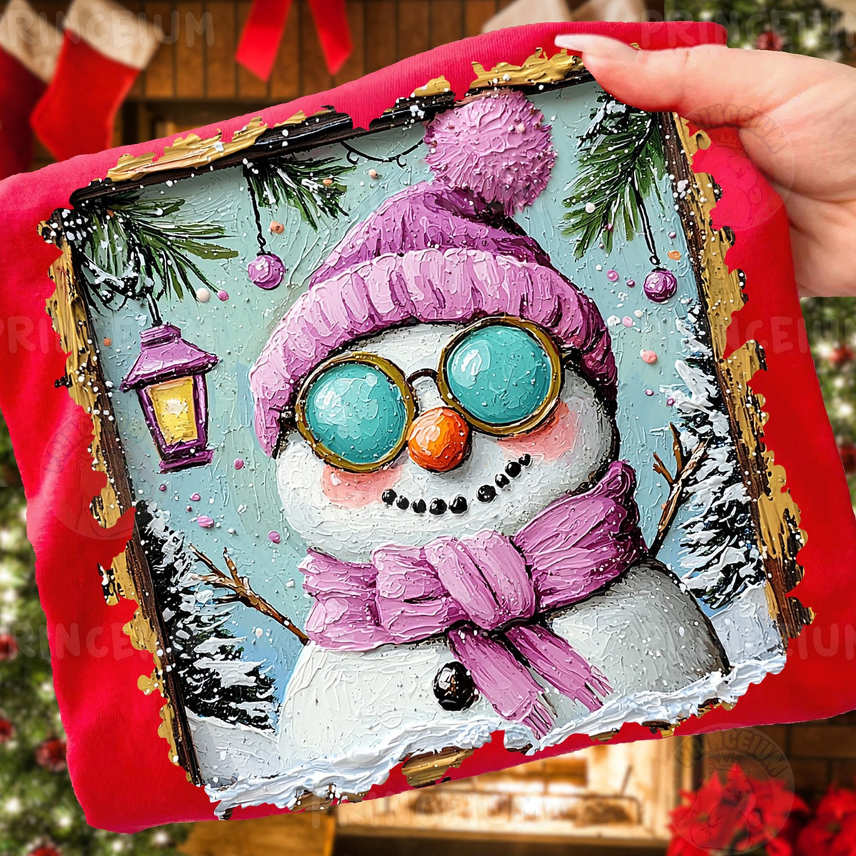 Cozy Pink Snowman