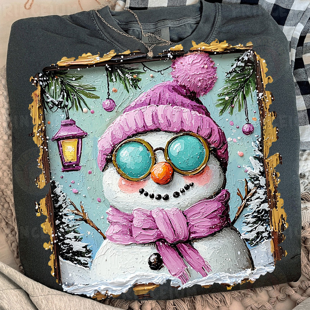 Cozy Pink Snowman