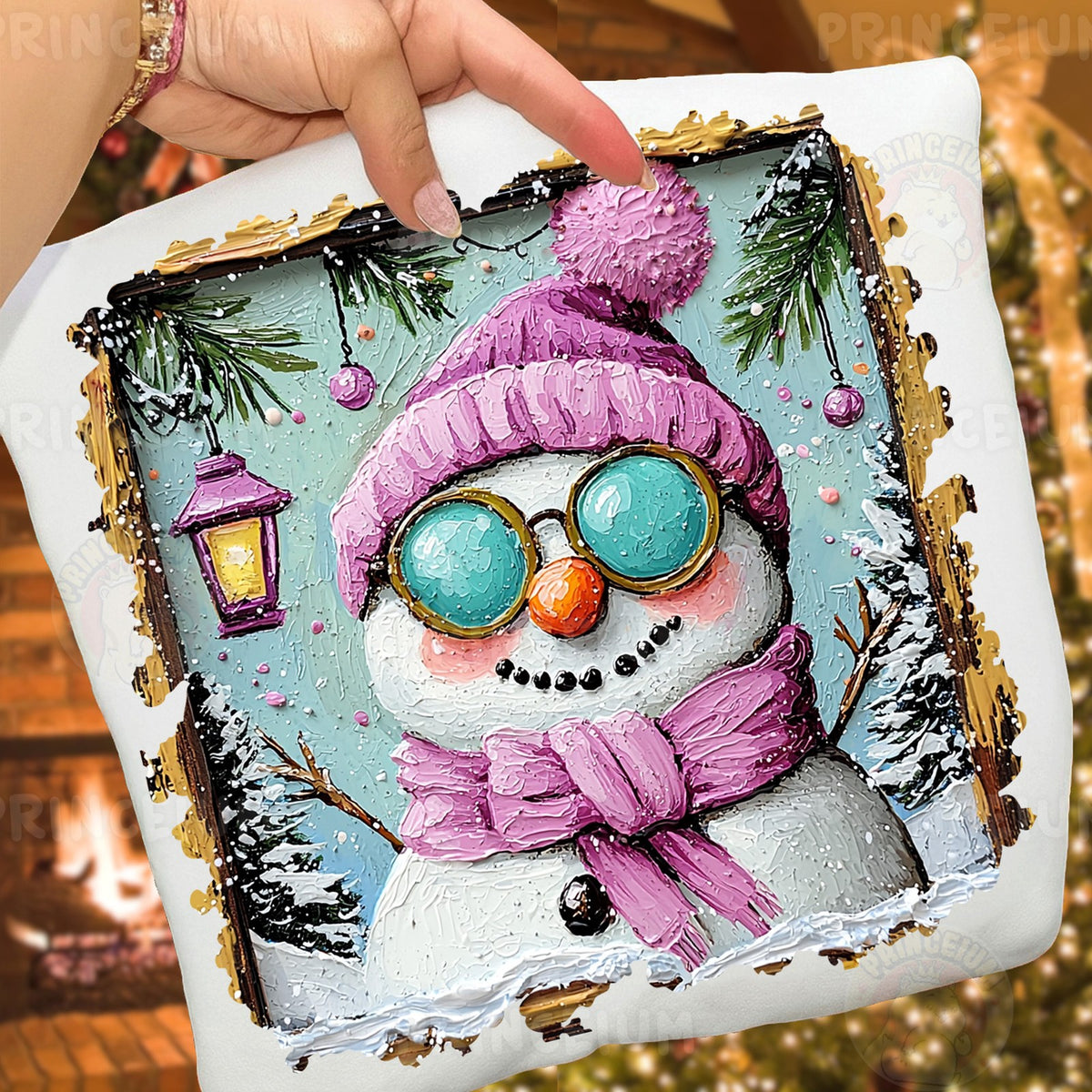Cozy Pink Snowman