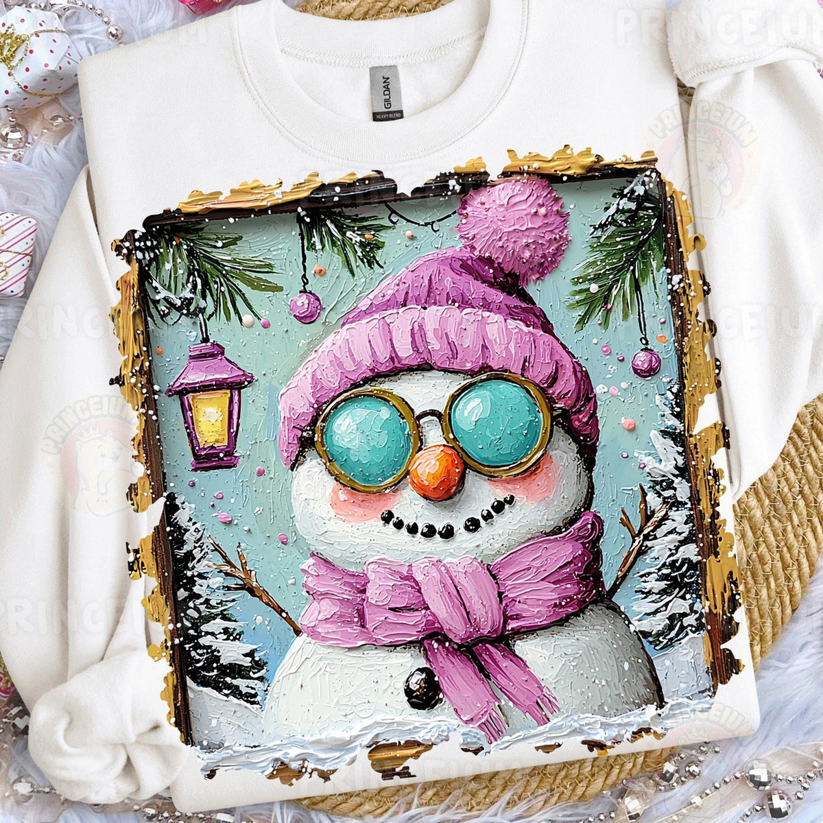 Cozy Pink Snowman