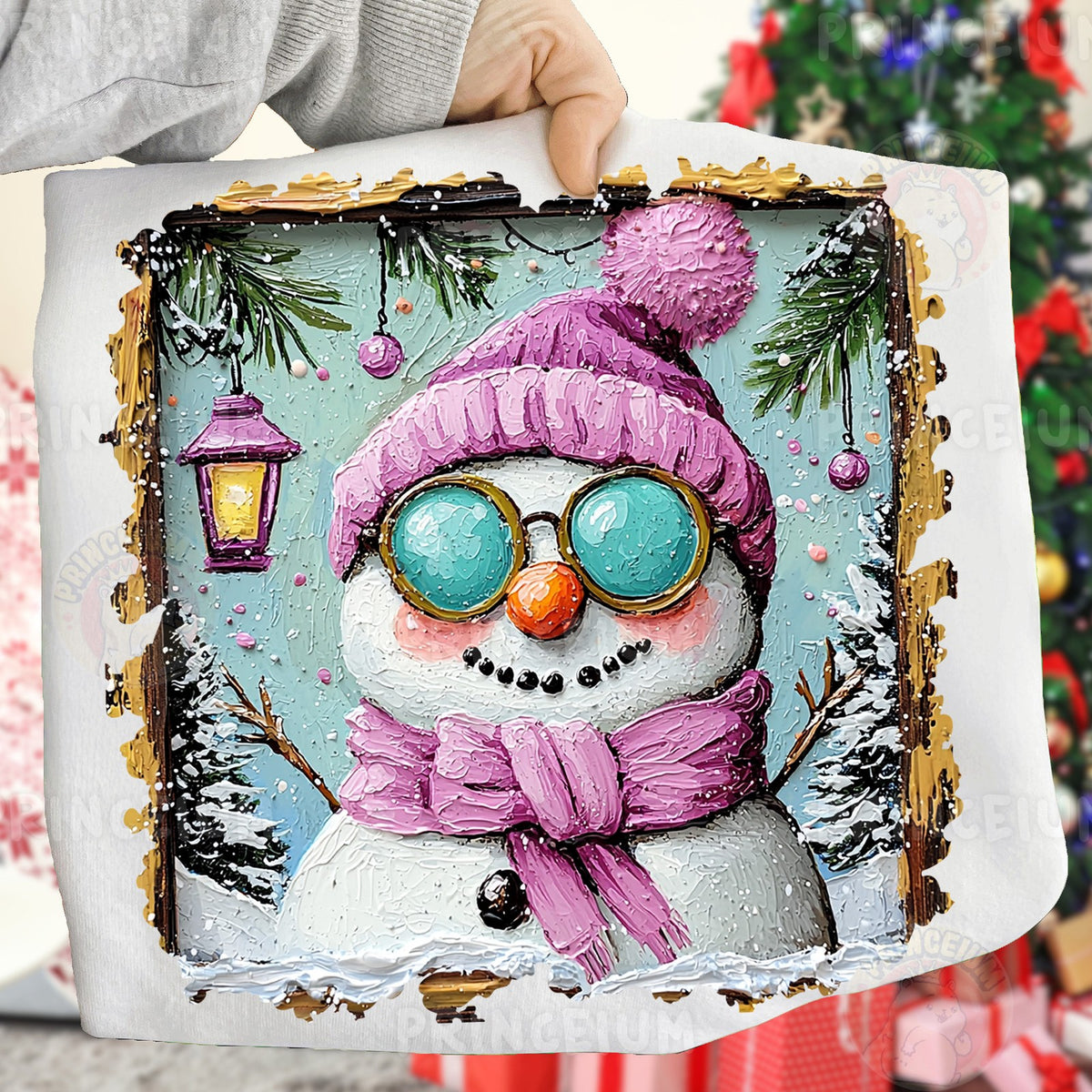 Cozy Pink Snowman