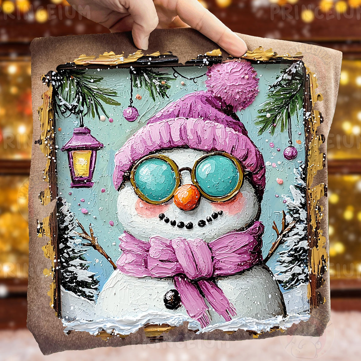 Cozy Pink Snowman