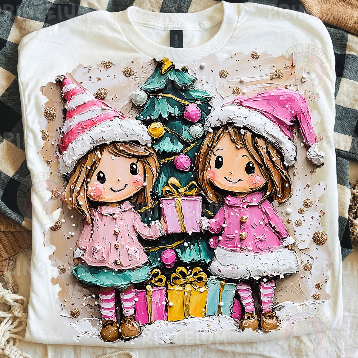 Painted Christmas Girls with Gifts